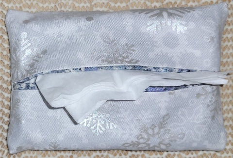 Tissue Holder -  Sparkly Silver Snowflakes