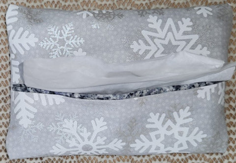 Tissue Holder - White Snowflakes