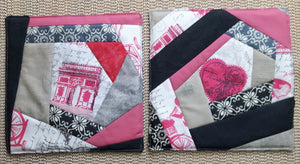 Potholders - Paris in Pink and Grey